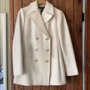 Wool, Off-White Pea Coat Banana Republic Size XS